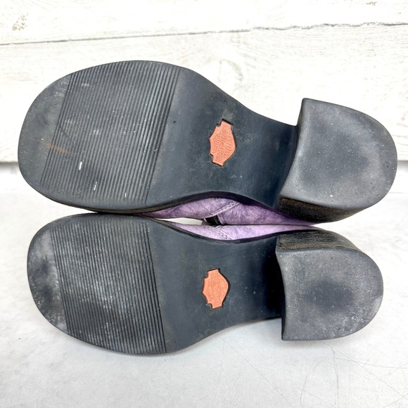 Harley Davidson VTG Womens Block Heel Motorcycle Boots 6.5 Purple Leather 90 Y2K - Picture 12 of 15